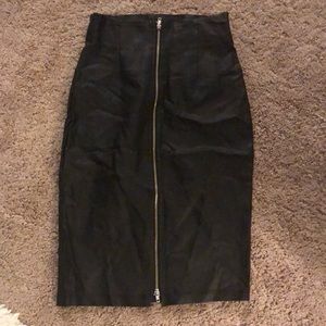 High-waist faux leather skirt